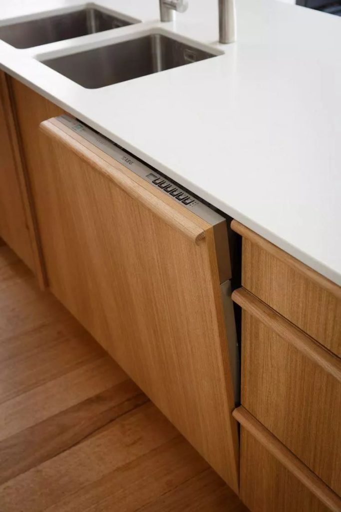 Embedded dishwasher with control buttons inside