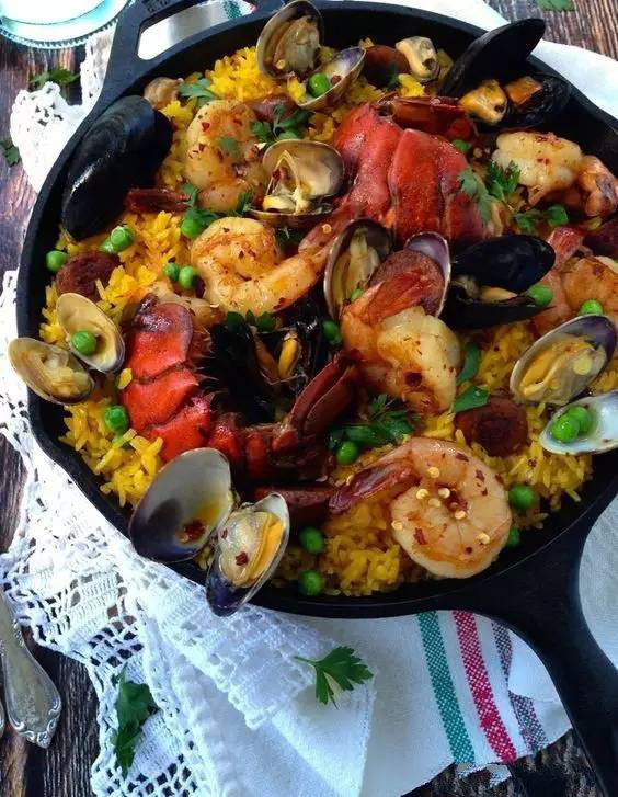 Make a small portion of Spanish seafood rice