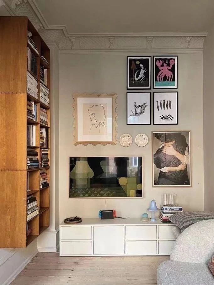 Minimalist style bookshelf wall